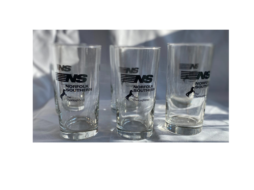 6 Norfolk Southern Tall Glasses