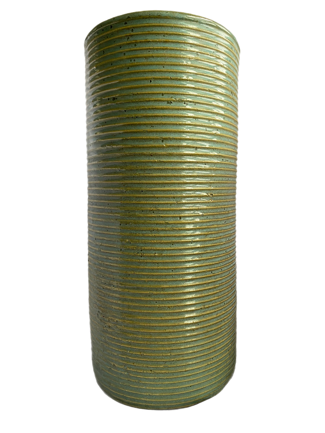 Vintage Green Zanesville Cylinder Vase